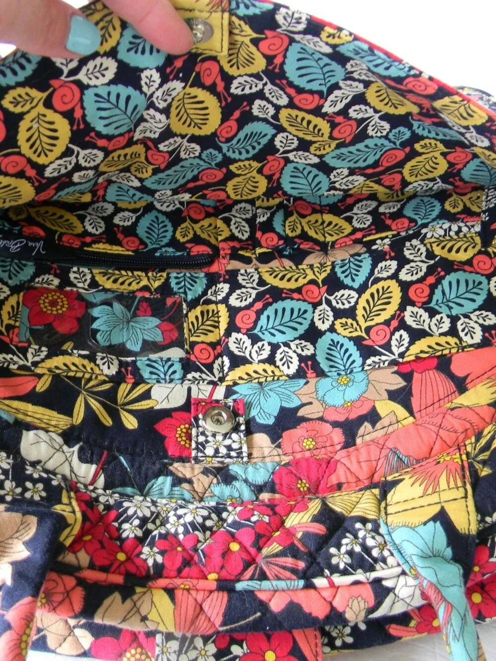 VERA BRADLEY HAPPY SNAILS FLORAL LAPTOP OFFICE TRAVEL PADDED INSIDE BAG 14
